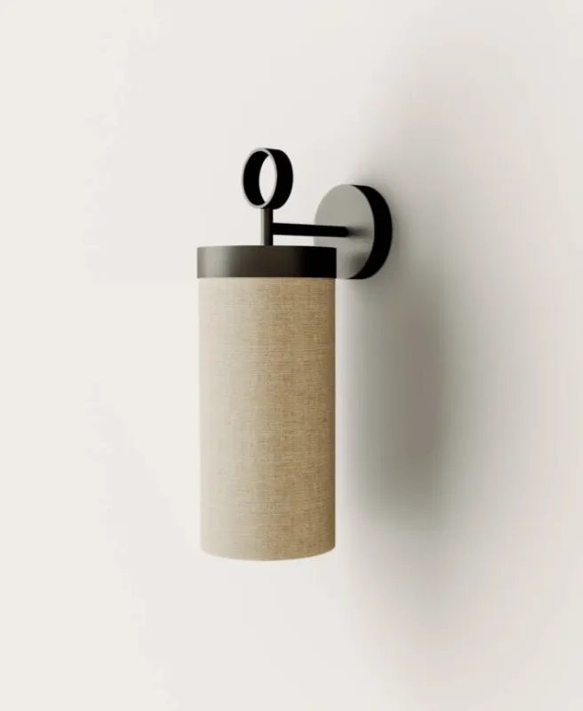 Tylko dziś Aromas Lampa ścienna / kinkiet Nooi z lnianym kloszem beżowy wys. 45,5 cm