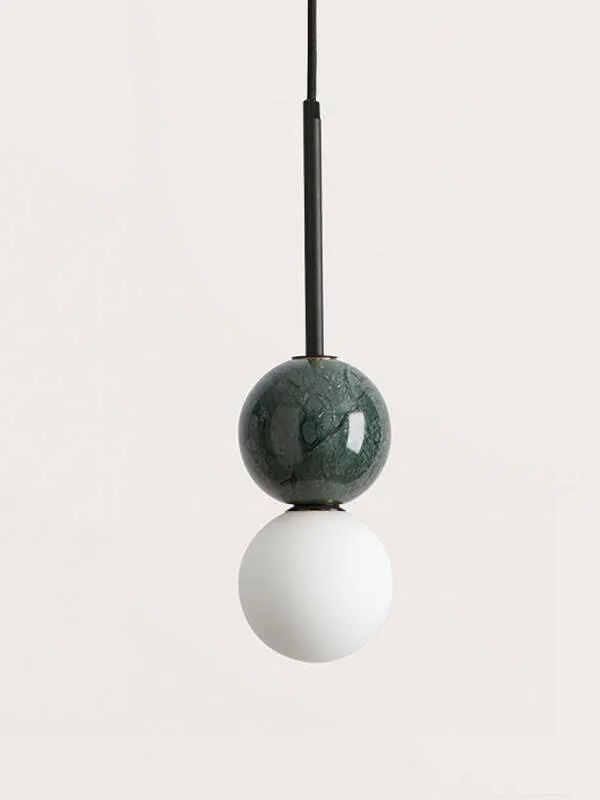 Oferta czasowa Aromas Lampa wisząca Dalt zielony marmur czarny metal śr. 10 cm