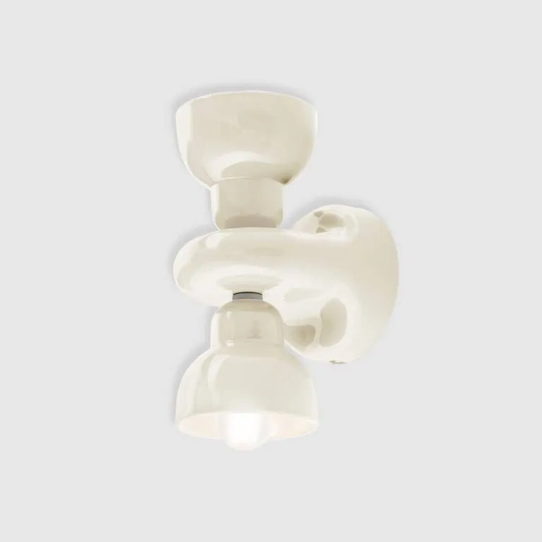 Ferroluce Lampa ścienna / kinkiet Berimbau wys. 25.5 cm kremowa Ograniczona ilość