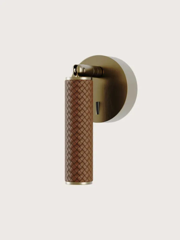 Aromas Lampa ścienna / kinkiet Coco śr. 3 cm brązowa skóra / złoty metal Bezpieczna płatność