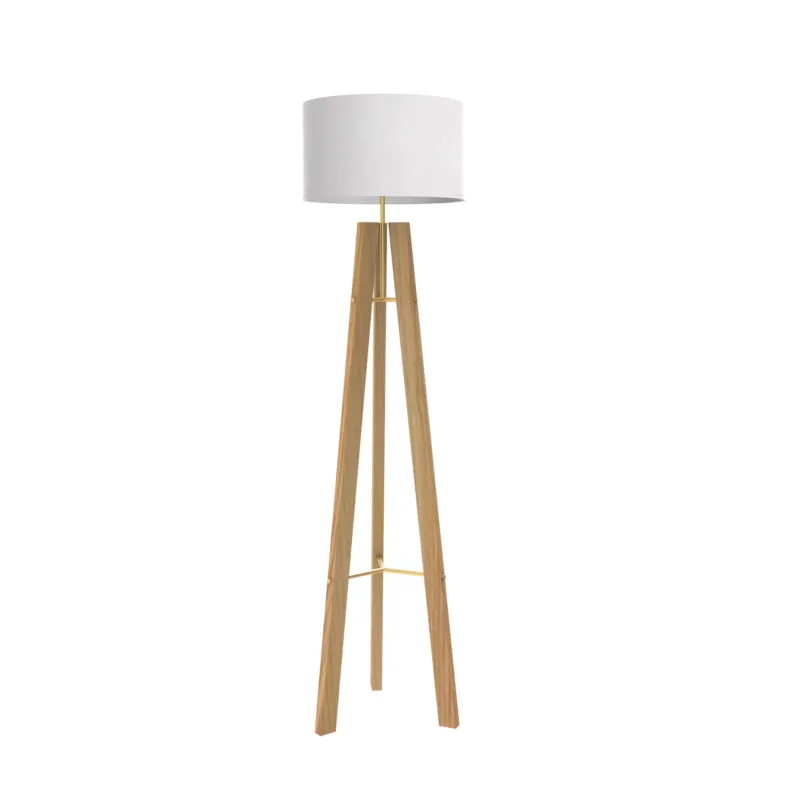 Dostępne od ręki Robin Lampa podłogowa Breeze wys. 143 cm biały klosz / drewniana podstawa