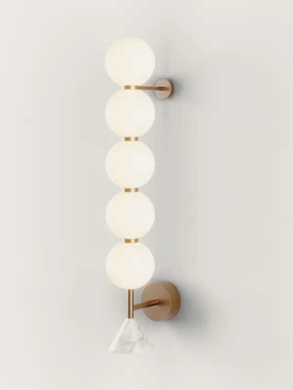 Promocja Aromas Lampa ścienna / kinkiet Soko 5 wys. 75 cm złoty metal / biały marmur