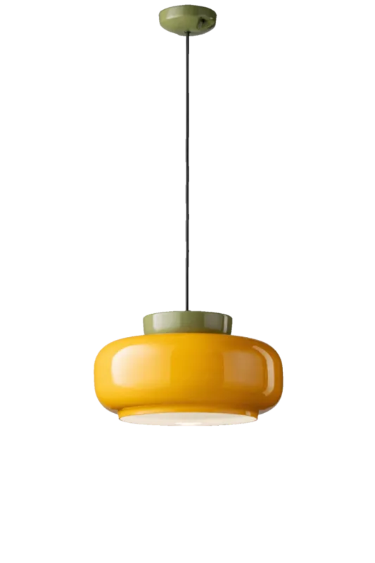 Ferroluce Lampa wisząca Maracana śr. 37 cm ceramiczna żółto-zielona Zniżka