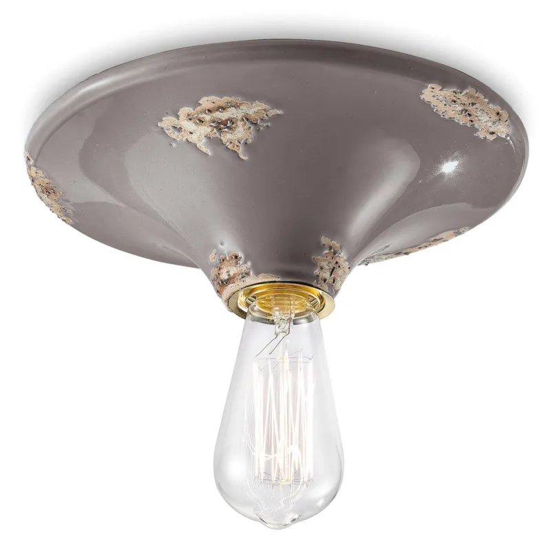 Ferroluce Lampa sufitowa / plafon Vintage szary śr. 25 cm Łatwy zwrot