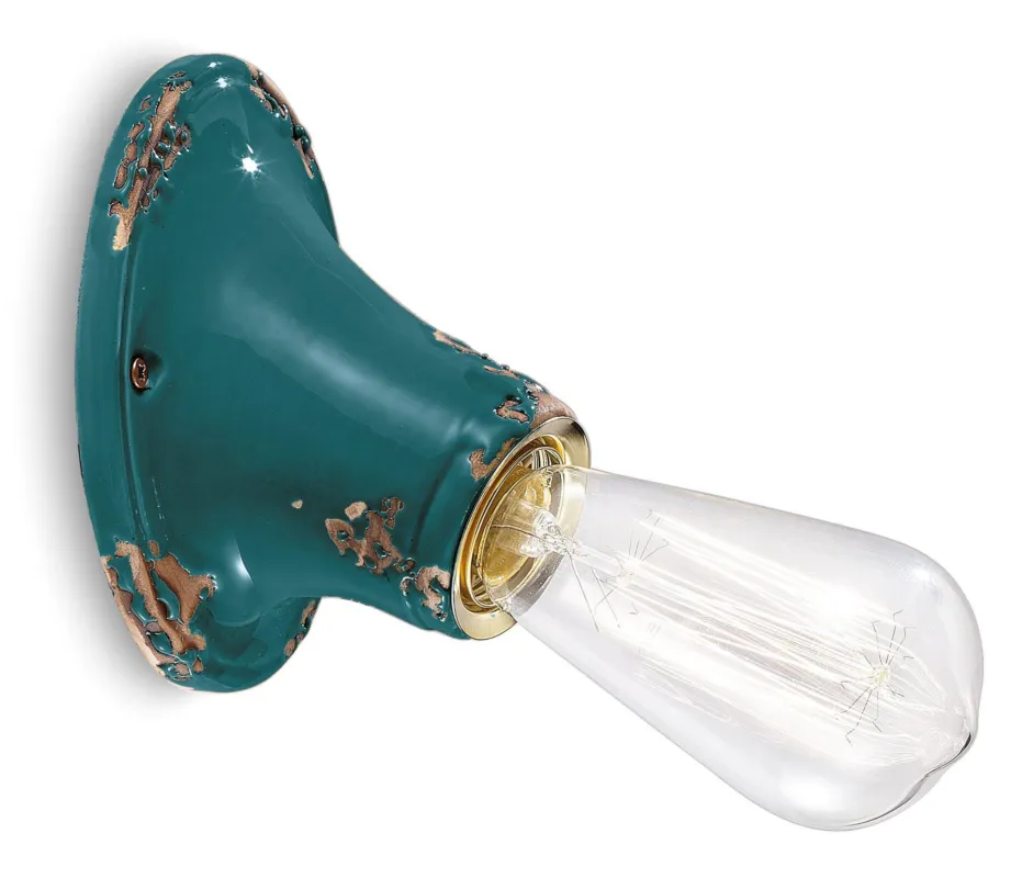 Ferroluce Lampa ścienna / kinkiet Vintage zielony wys. 14 cm Do wyczerpania zapasów
