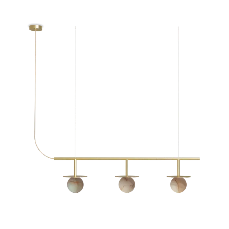 Niska cena Robin Lampa wisząca Royal 3 szer. 90 cm mosiężno-alabastrowa