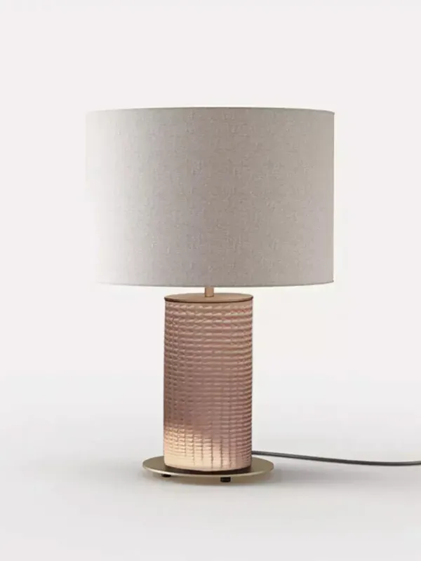 Rabat Aromas Lampa stołowa Dab 44.6 cm beżowa z lnianym kloszem