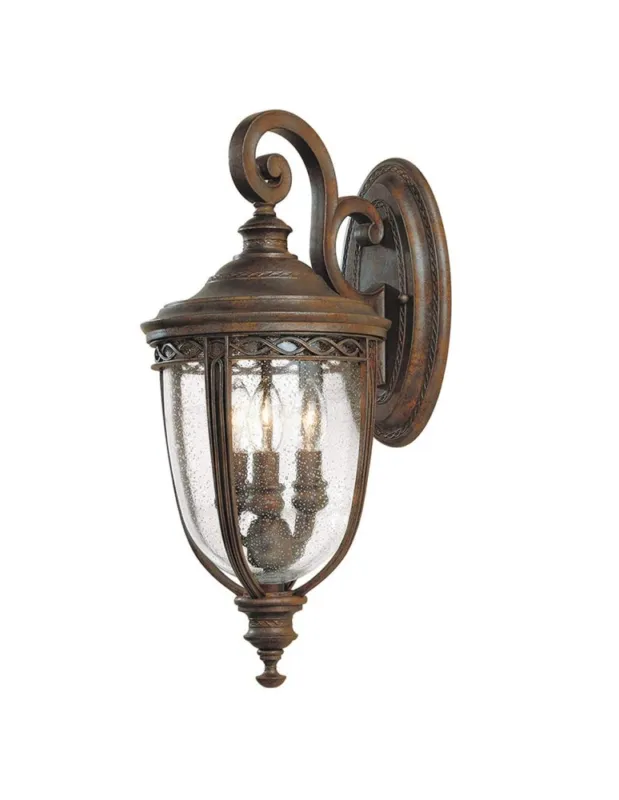 Elstead Lighting Średnia latarnia naścienna English Bridle - 3 źródła światła - Brytyjski brąz IP44 FE-EB2-M-BRB Najlepsza cena