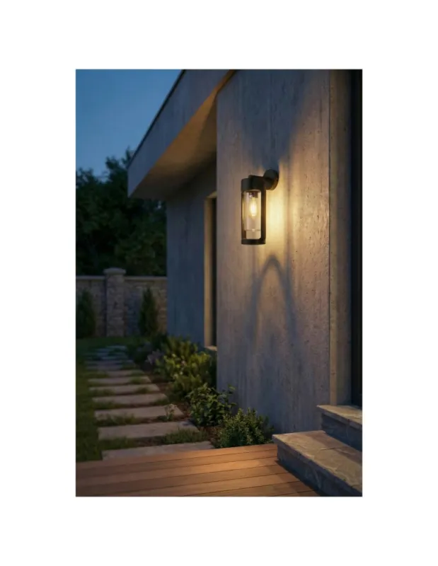 Azzardo LANTERN WALL E27 IP54 BK Ścienna/Kinkiet Zewnętrzna Czarny Mat AZ6830 Bezpieczne zakupy
