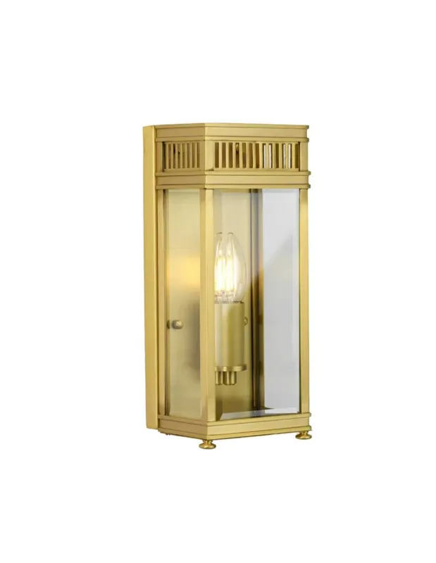 Zamów dziś Elstead Lighting Mała latarnia naścienna Holborn - 1 źródło światła - Szczotkowany mosiądz IP44 HL7-S-BB