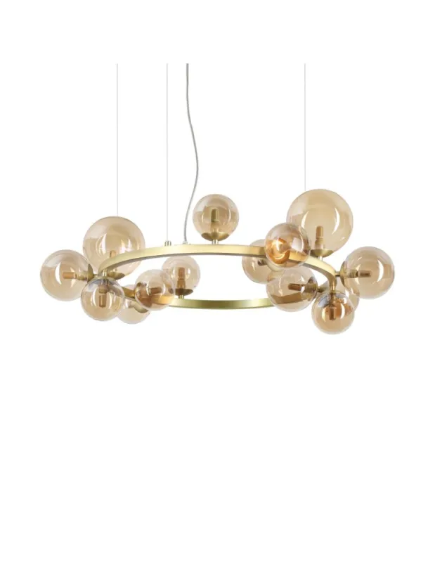 Do wyczerpania zapasów Ideal Lux Lampa Wisząca PERLAGE SP14 AMBRA Bursztynowy/Mosiądz 322797