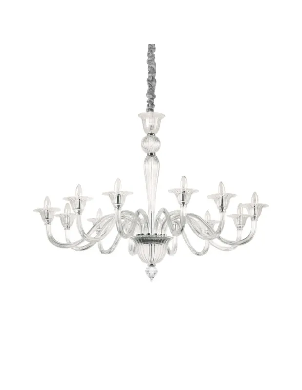 Tani Ideal Lux Lampa Wisząca BRIGITTA SP12 TRASPARENTE Transparentny/Chrom 199375