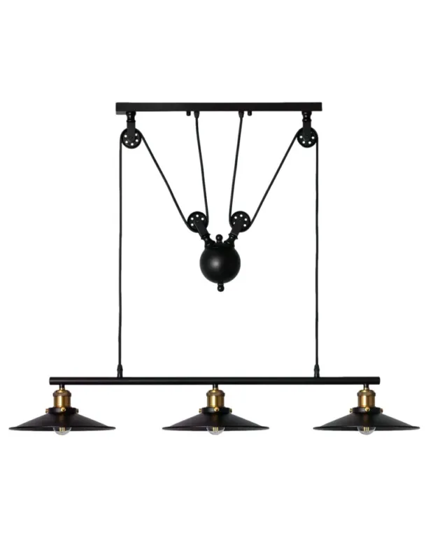 Najlepsza cena Abruzzo Lampa Wisząca Retro Czarna 90cm Monte 3xE27 ABR-LWR-3XE27