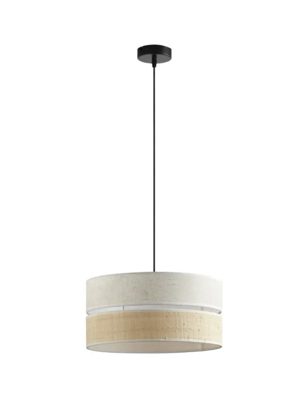 Promocja MDC Lampa wisząca BIKIA czarny E27 klosz z lnu i rafii 589029104