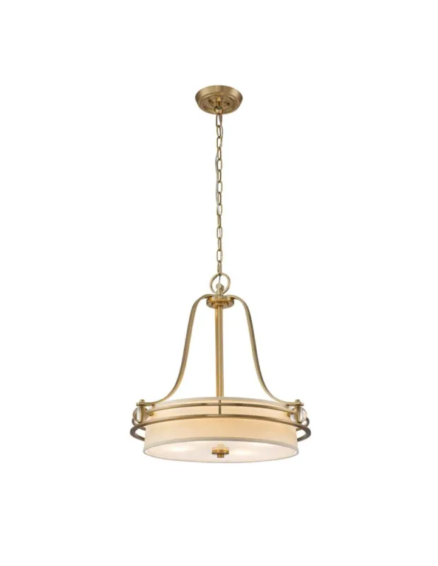 Ostatnie sztuki Elstead Lighting Lampa wisząca Gotham - 4 źródła światła - Szczotkowany mosiądz QZ-GOTHAM-P-BB
