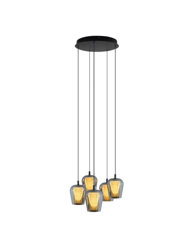 YASKR Lampa Wisząca Keso Round 5xLED czarna PL0142-5 Czarny Ostatnie sztuki