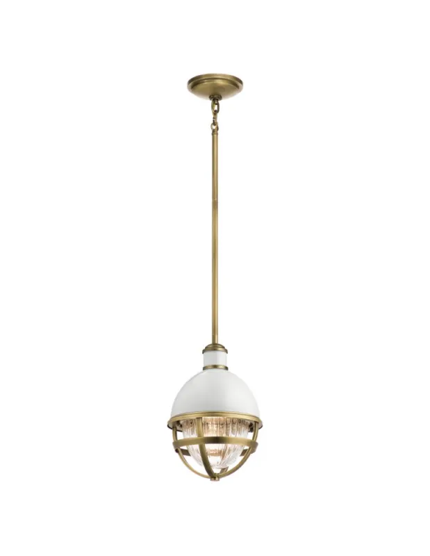 Zamów dziś Quintiesse Mała lampa wisząca Tollis - 1 źródło światła - Naturalny mosiądz / Biel Elstead Lighting QN-TOLLIS-MP-NBR