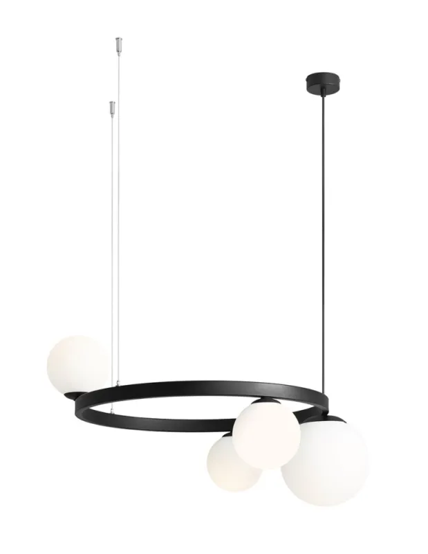 ALDEX LAMPA WISZĄCĄ GARDA 4 RING CZARNY, 3 x 40W / 1 x 60W (1099L1_R) Ostatnia szansa