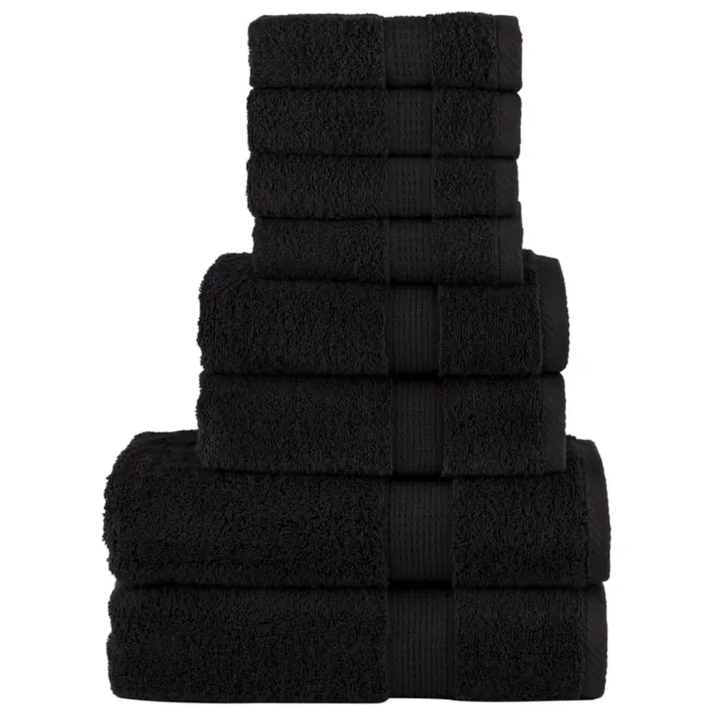 Najlepsza cena vidaXL 8-częściowy zestaw ręczników premium SOLUND, czarny, 600 g/cm² -