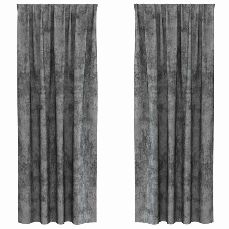 Zniżka vidaXL Zasłona z zasłonami 2 pcs Szary 260 x 140 cm Aksamit -
