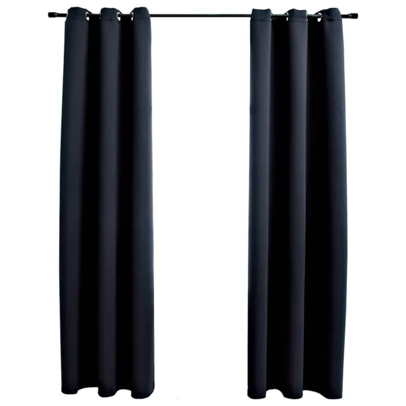 Okazja vidaXL Zasłony zaciemniające z kółkami 2 szt. Czarny 97x213 cm Tkanina -