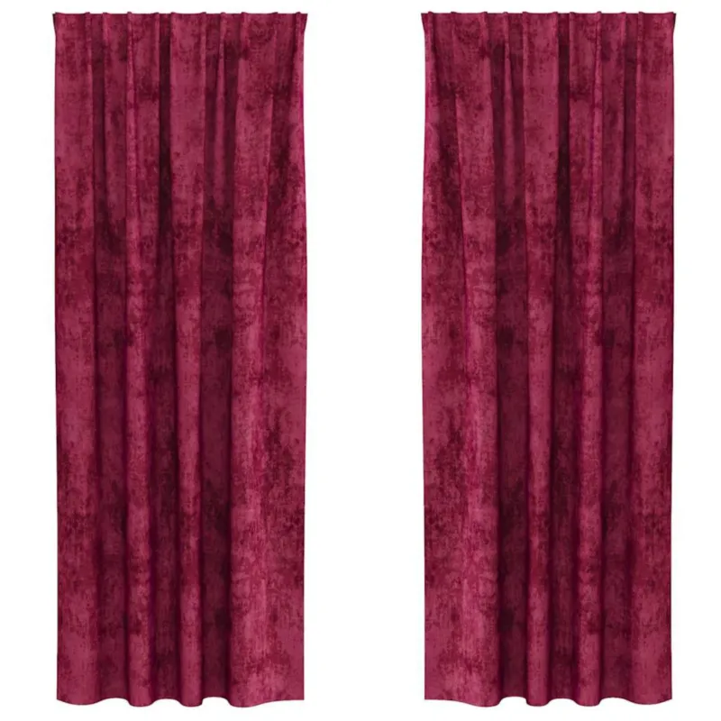 vidaXL Zasłona z zasłonami 2 pcs czerwone wino 225 x 140 cm Aksamit - Najlepsza cena