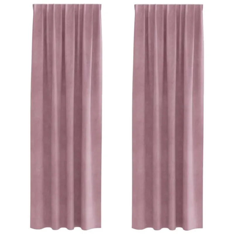 vidaXL Zasłony z zasłonami 2 pcs Ciemny Róż 140 x 260 cm Aksamit - Bezpieczna płatność