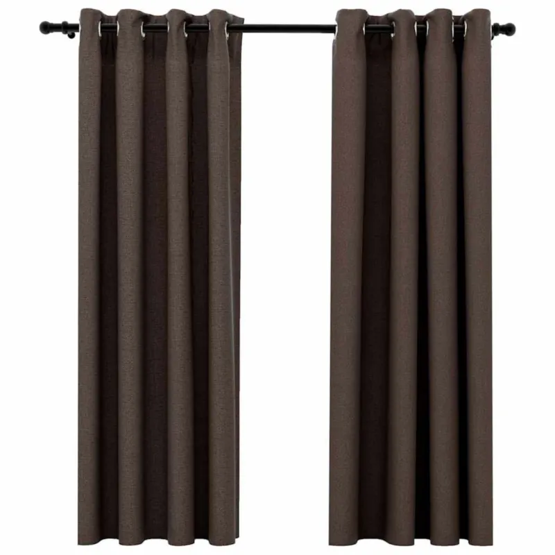 vidaXL Zasłony stylizowane na lniane, 2 szt., taupe, 140x175 cm - Łatwy zwrot