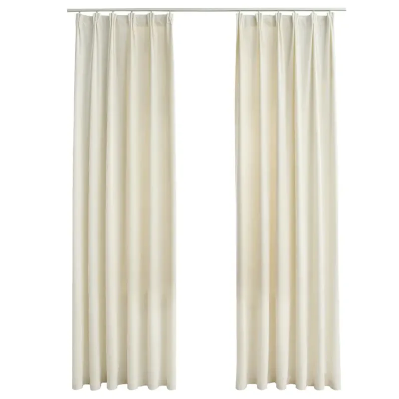 Hit cenowy vidaXL Zasłony z haczykami, 2 szt., aksamitne, kremowe, 140x425 cm -