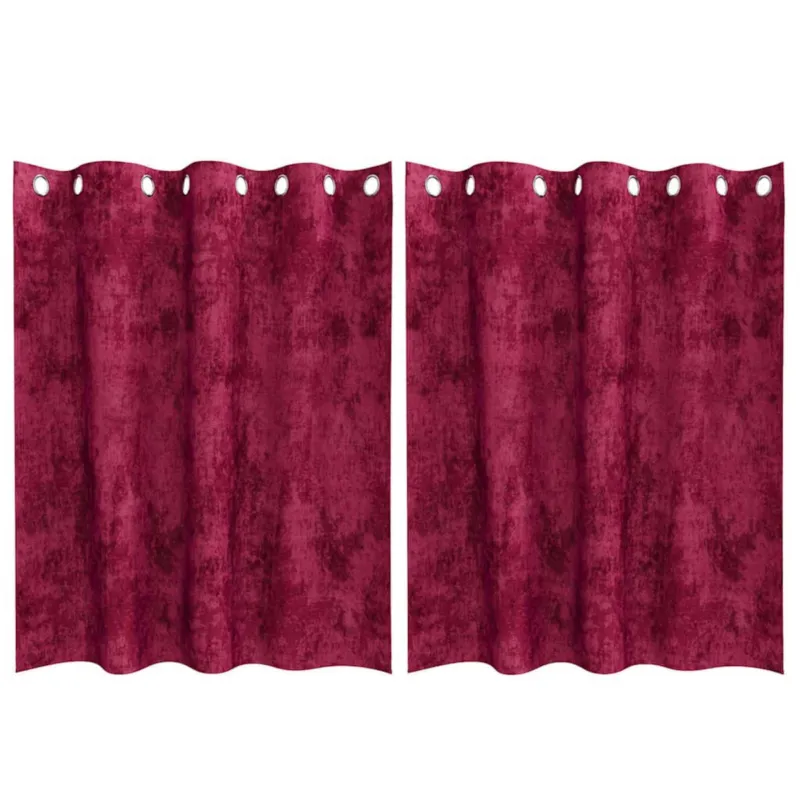 Bestseller vidaXL Zasłona z zasłonami 2 pcs czerwone wino 140 x 140 cm Aksamit -