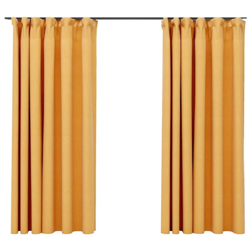 Szybka dostawa vidaXL Zasłony stylizowane na lniane, 2 szt., żółte, 140x175 cm -
