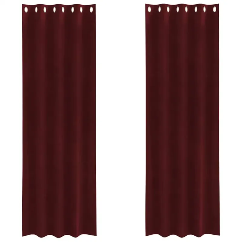vidaXL Zasłony z zasłonami 2 pcs czerwone wino 140 x 245 cm Aksamit - Taniej