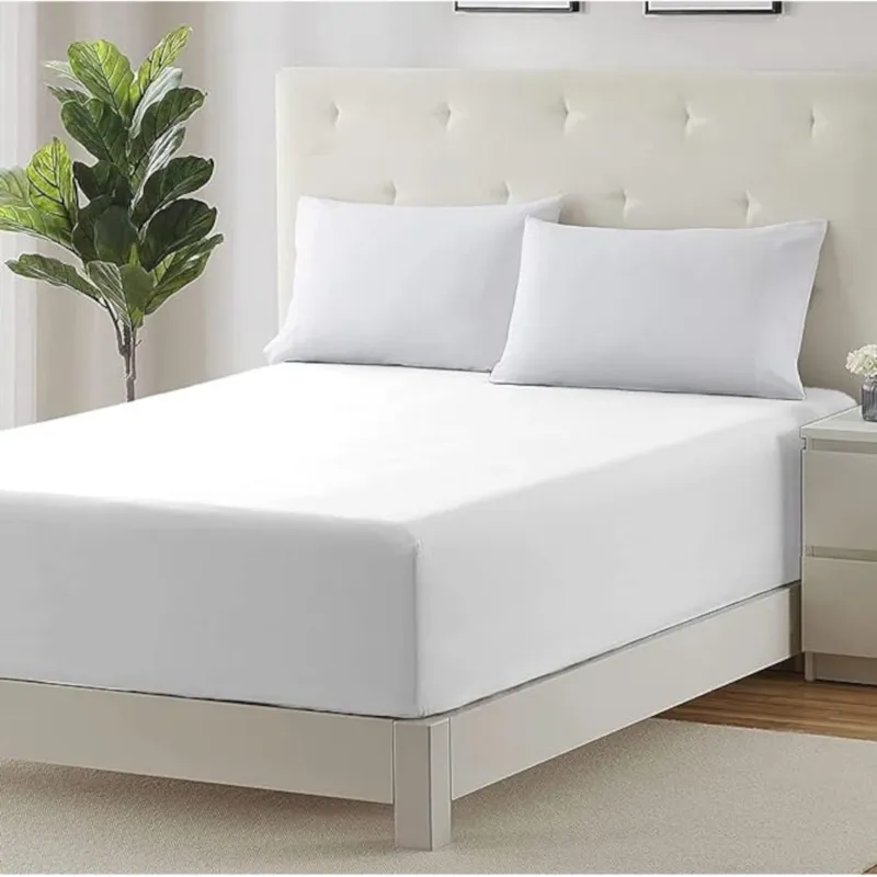 Niska cena Prześcieradło hotelowe bawełniane 200x220 cm z tkaniny PREMIUM BIAŁE NA GUMCE -