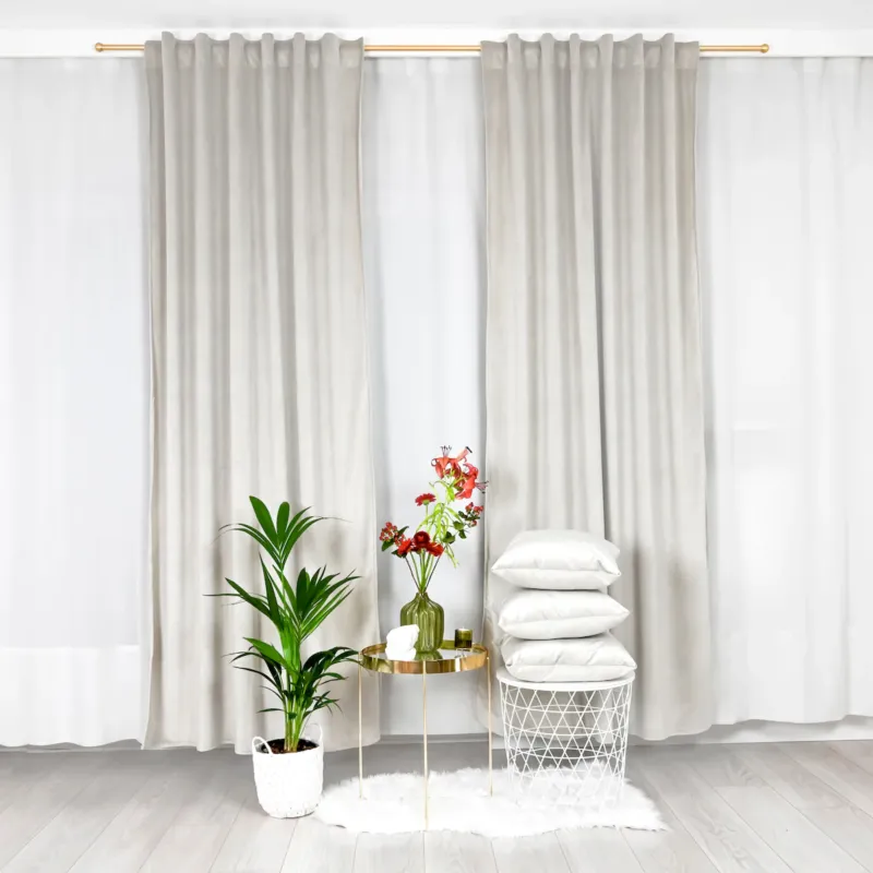 Popularny Mięsista zasłona z tkaniny welurowej w kolorze ecru 140x250 cm -