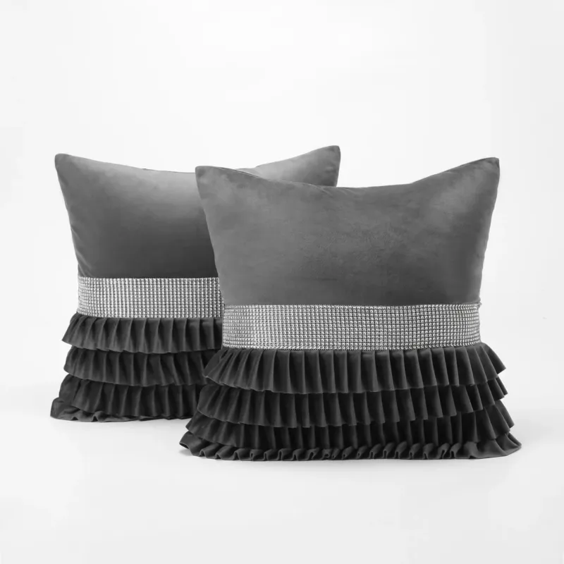 Nowy Poszewka welurowa z falbanką 45x45 cm - 45x45 cm