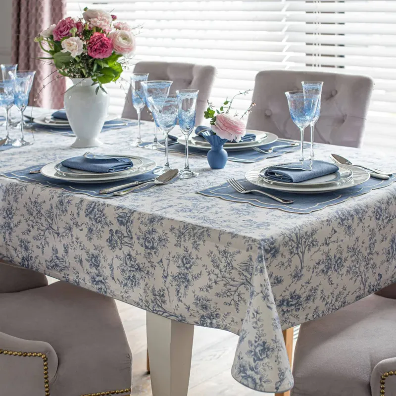 Obrus w stylu francuskim Toile de Jouy Blue - 140x200 cm Tylko dziś