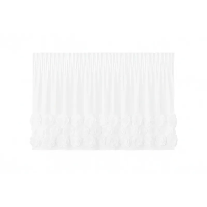 Firana z szyfonu roses wyszywane róże taśma biała zdobiona aplikacją 3D w róże - 160x70 cm Oferta czasowa