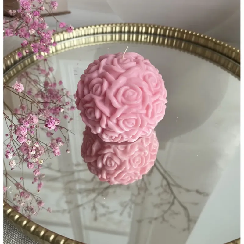 Świeca sojowa ekologiczna dekoracyjna "Rose Garden" 65x58mm różowa - Bezpieczna płatność