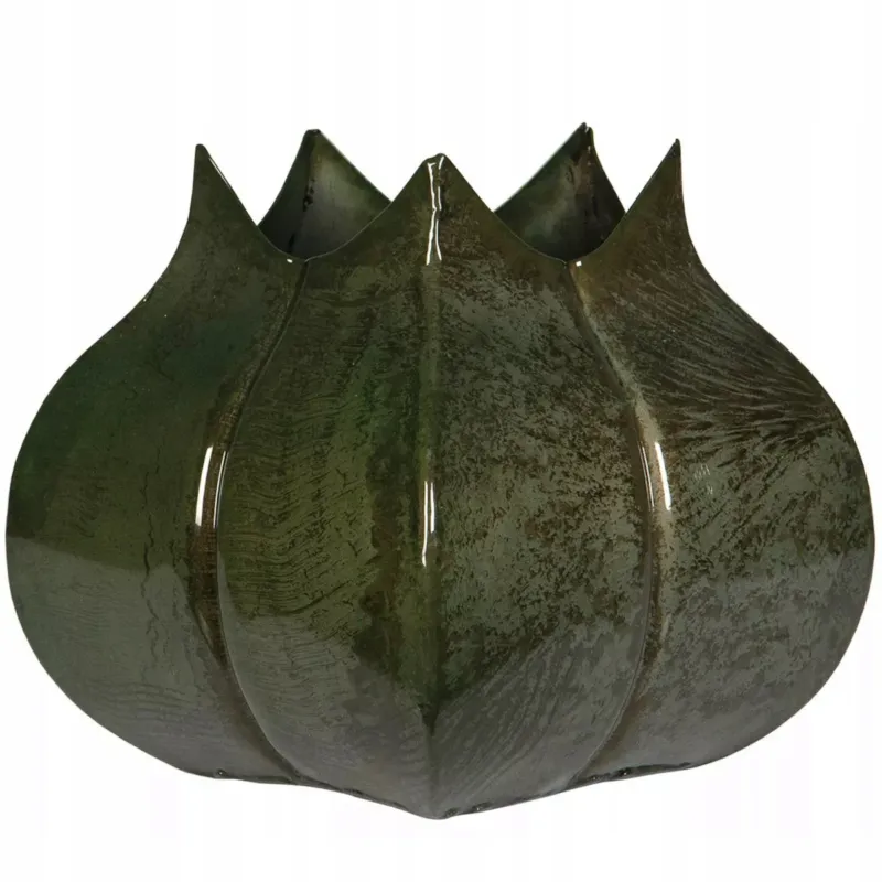 WAZON NA KWIATY KWIAT ZIELONY METALOWY 22cm loft do salonu domu dekoracja - Tylko do końca tygodnia