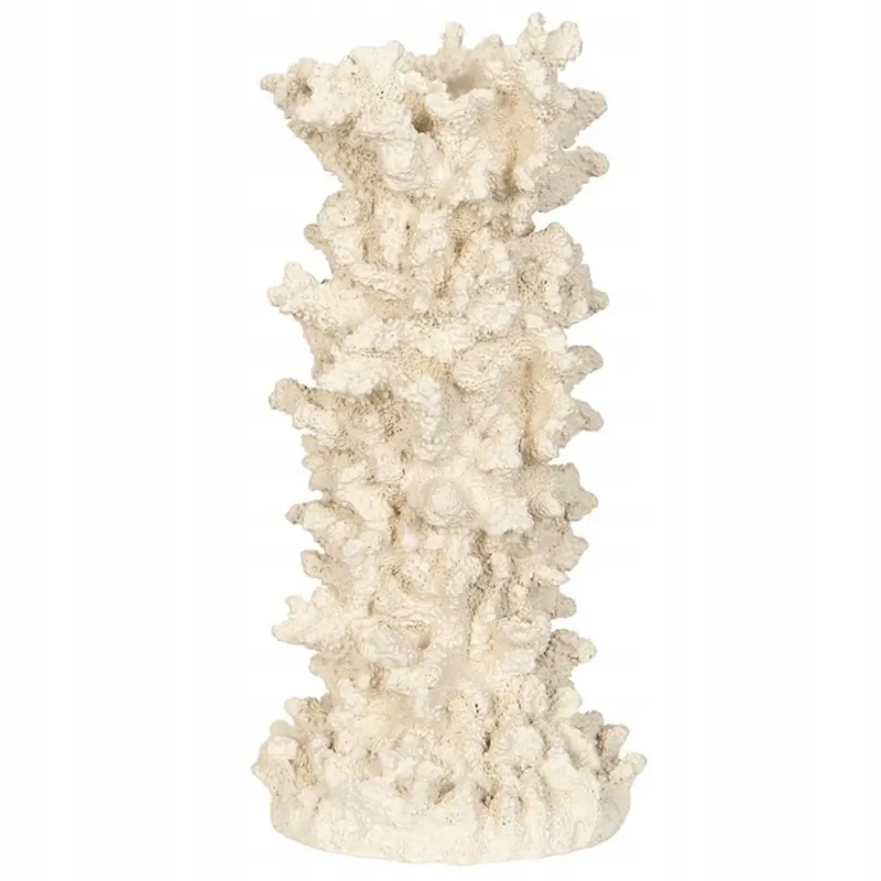 ŚWIECZNIK KANDELABR 30cm WYSOKI BOHO RETRO RAFA KORALOWA MARYNISTYKA - Nowy