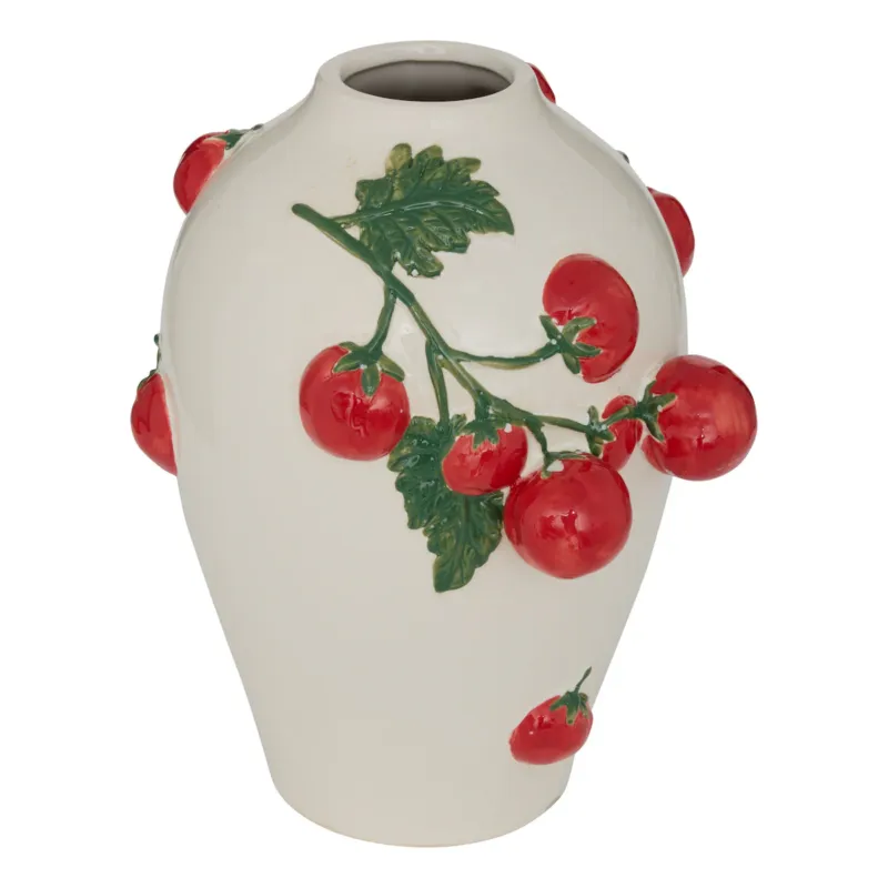 Wazon ceramiczny z gałązkami pomidorów 25,5x20,6x19,8 cm POMODORI - Hit cenowy