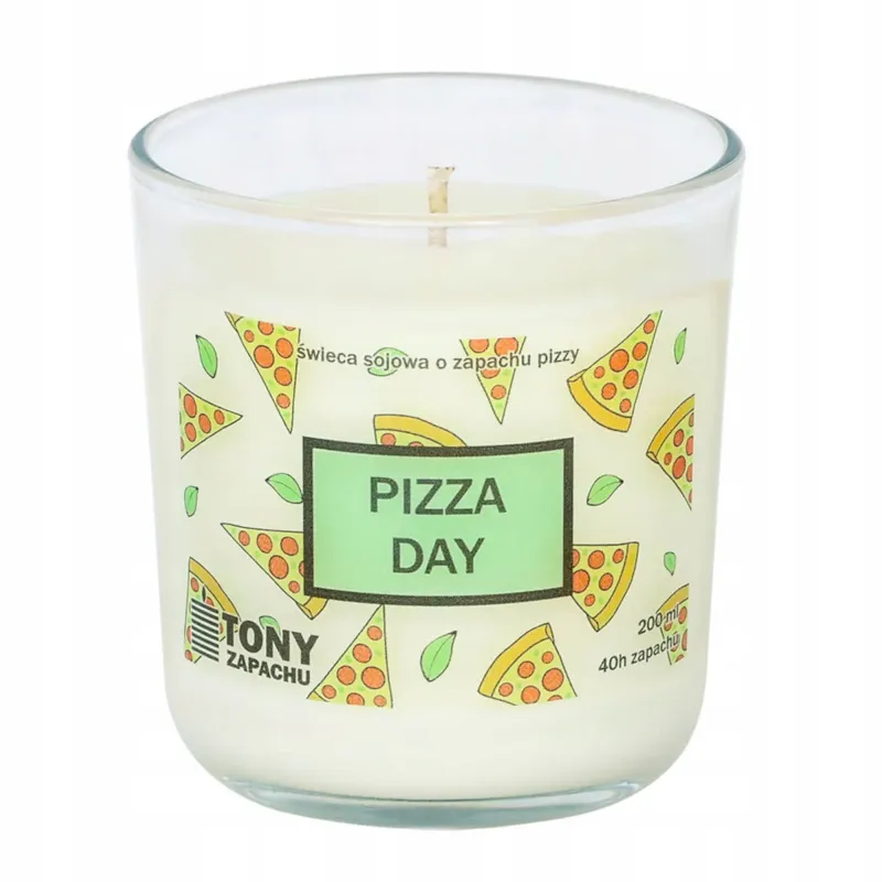 Bestseller Naturalna ręcznie robiona świeca sojowa zapachowa w szkle PIZZA DAY 40h palenia 200ml - prezent upominek dla kobiety mamy dziewczyny żony babci niej -