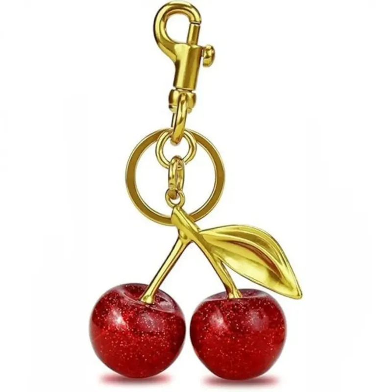 Ostatnie sztuki Brelok do kluczy czerwone WISIENKI złoty 12cm BRL383 -