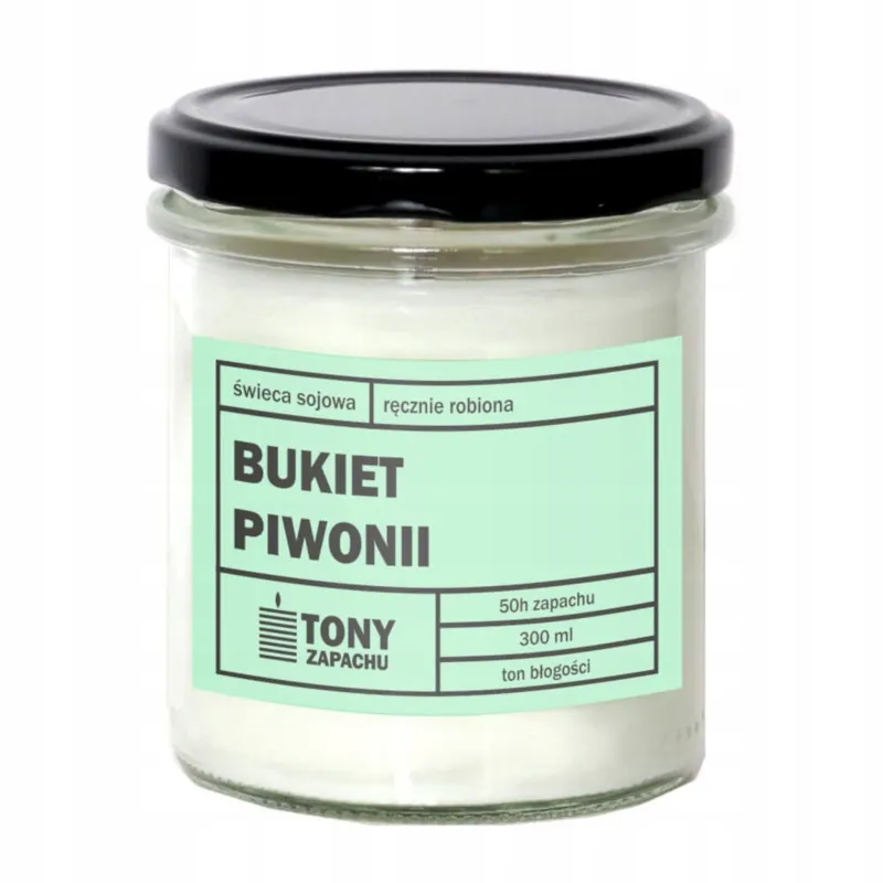 Taniej Naturalna ręcznie robiona świeca sojowa zapachowa w szkle BUKIET PIWONII 50h palenia 300ml - prezent upominek dla kobiety mamy dziewczyny żony babci niej -