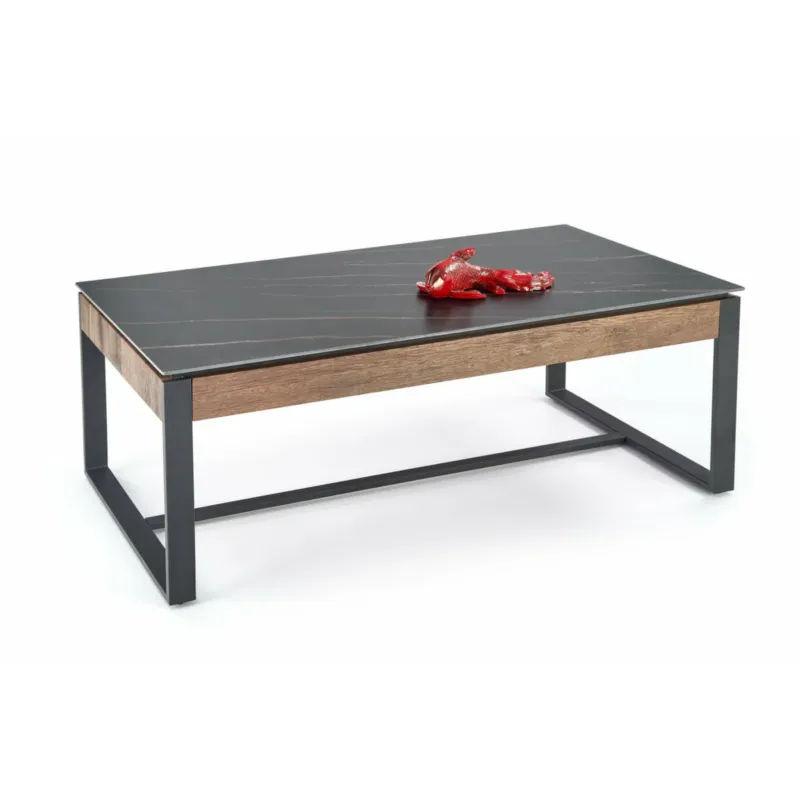 Bestseller STOLIK KAWOWY Amar CZARNY MARMUR 121x61x45 cm MDF I STAL -