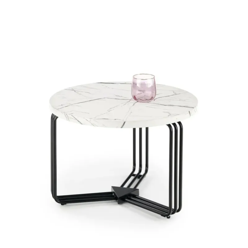 STOLIK KAWOWY Lintica M BIAŁY MARMUR mdf i stal 55/55/41 cm - Szybka wysyłka
