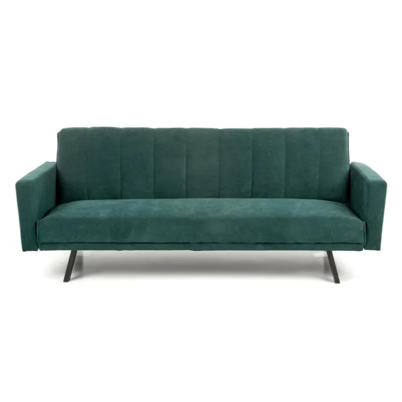 Ekspresowa dostawa SOFA TAPICEROWANA Flow zielona METALOWE NÓŻKI z przeszyciami -