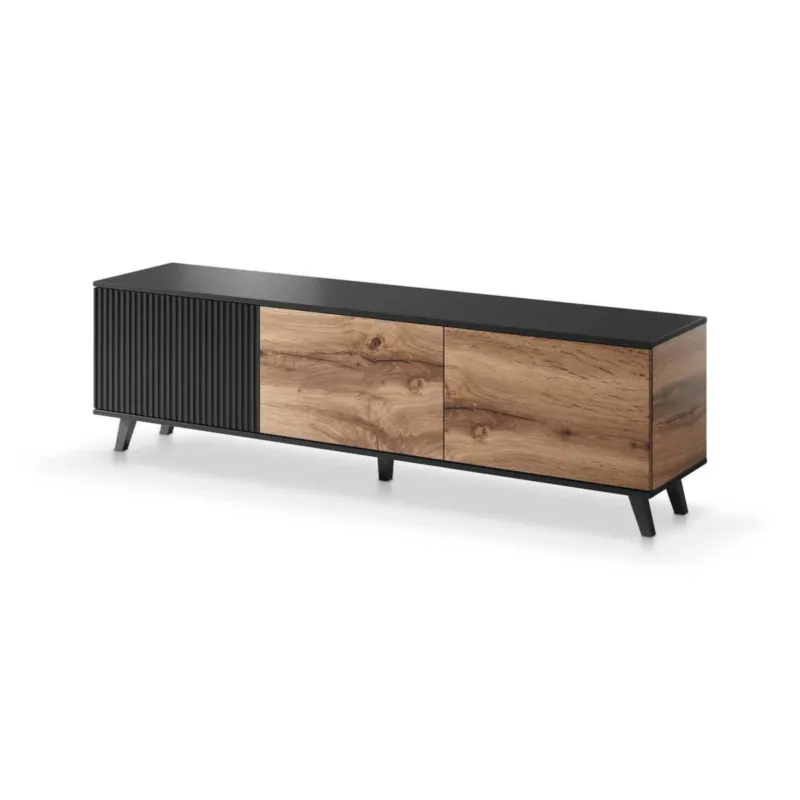 Szybka dostawa SZAFKA RTV Adre 180/40/52 cm MDF i TWORZYWO dąb wotan/czarna -