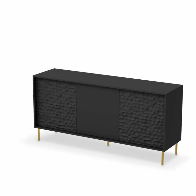 KOMODA Afir szeroka 155/41/73 cm czarna FRONTY Z EFEKTEM 3D - Wybór klientów