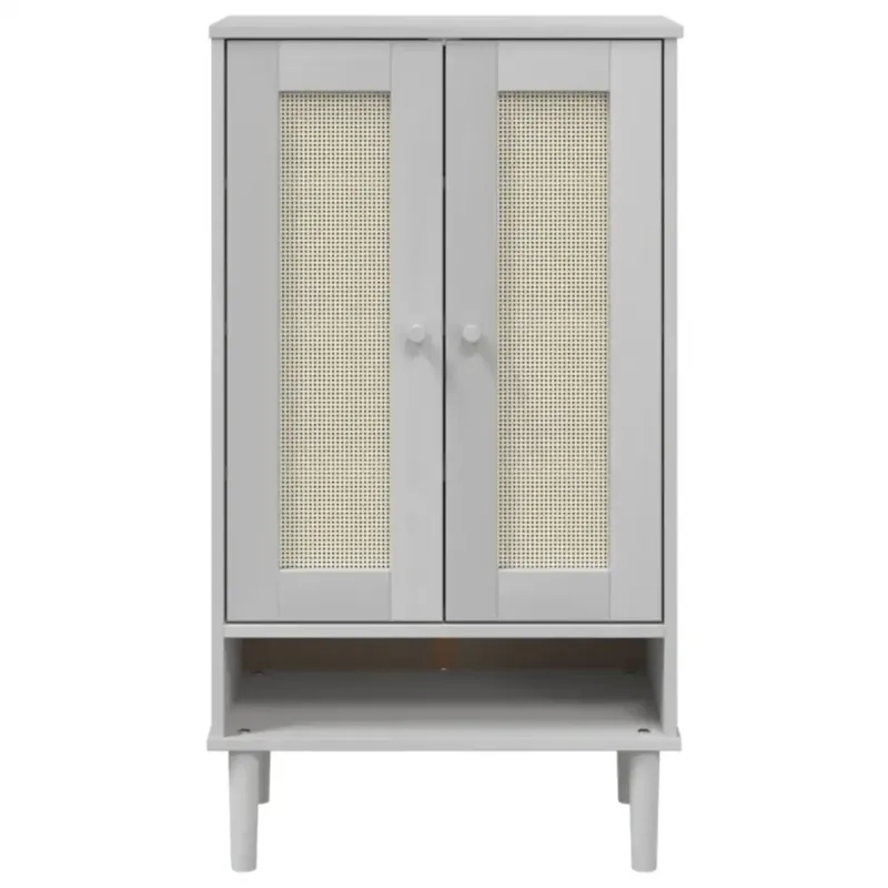 Rabat vidaXL Szafka na buty SENJA, z plecionką, biała, 59,5x35x107 cm -